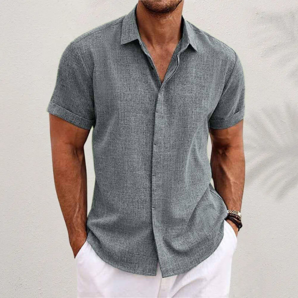 OLIVER™ Short-Sleeve Cotton and Linen Shirt