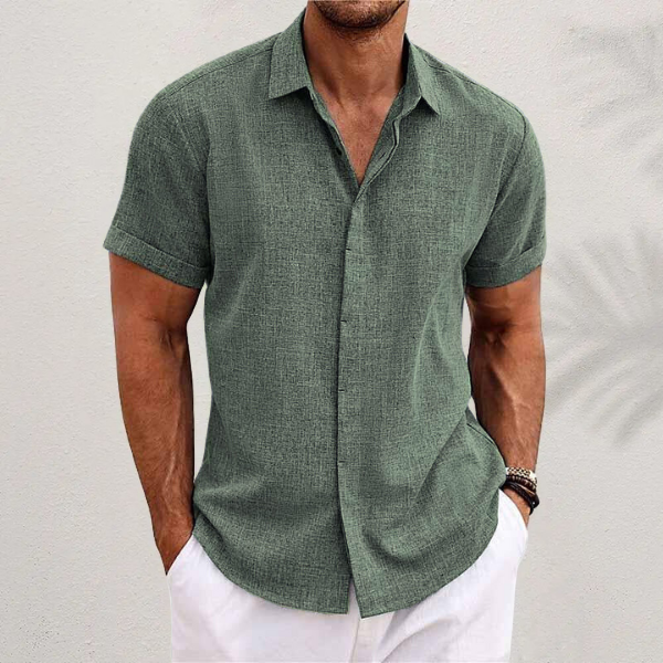 OLIVER™ Short-Sleeve Cotton and Linen Shirt